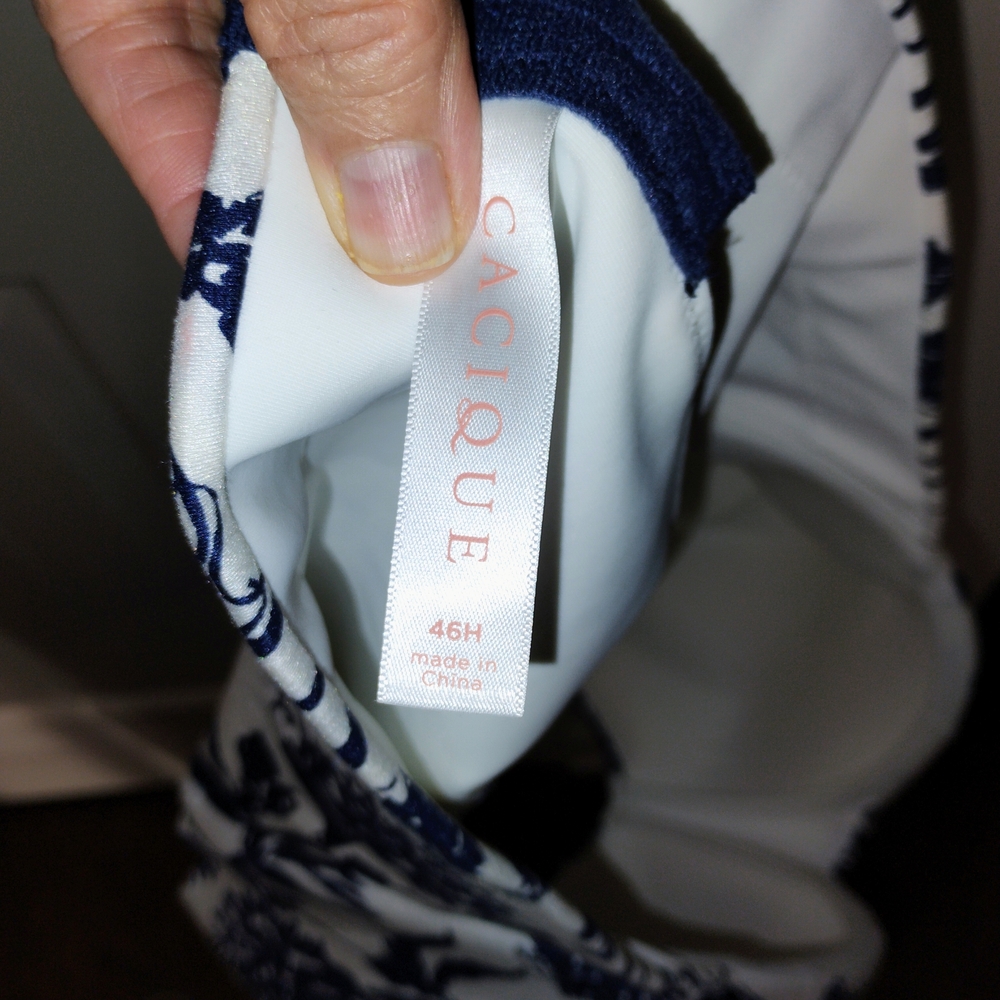 Cacique Navy Floral White Underwire Bra New With Tags 46H - Picture 5 of 7